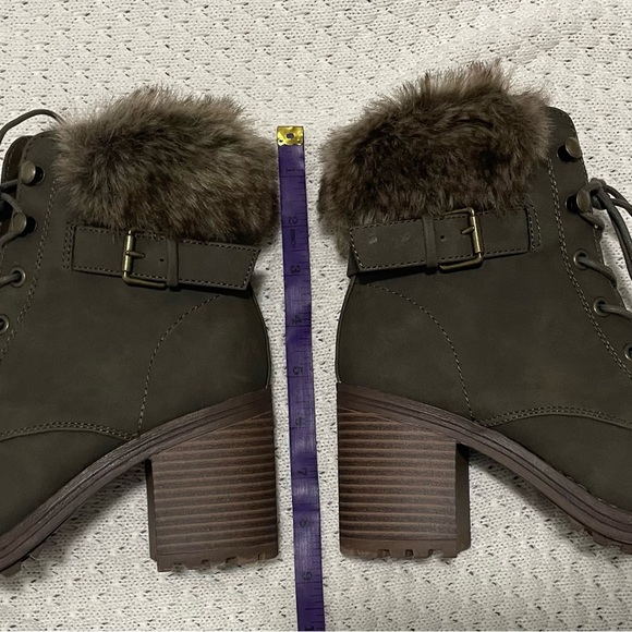 SM New York army green boots with fur - Picture 3 of 10
